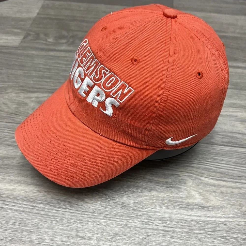 Nike Clemson Tigers Hat Baseball Cap Orange White DriFit Paw Print Logo Football